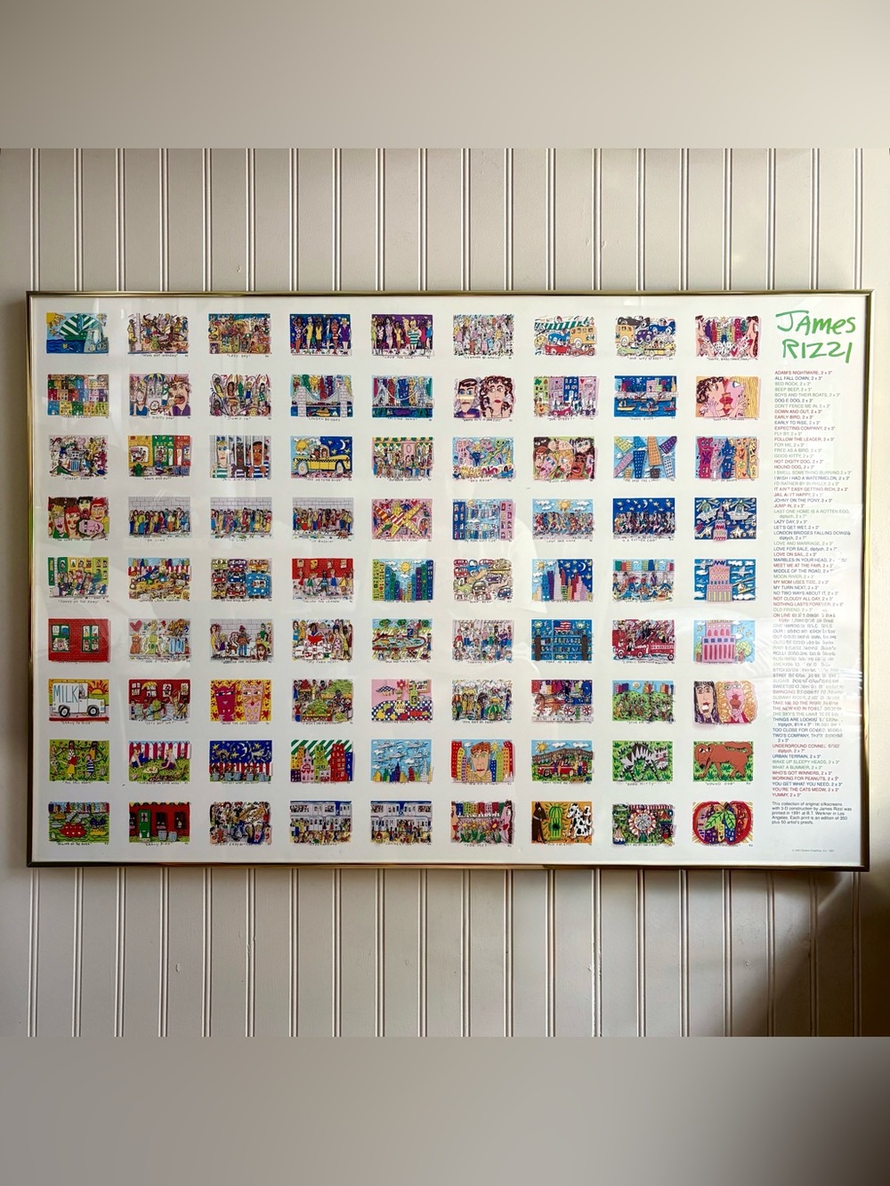 Vintage James Rizzi Collected Works Offset Lithograph Framed 1991 VTG Pop Art